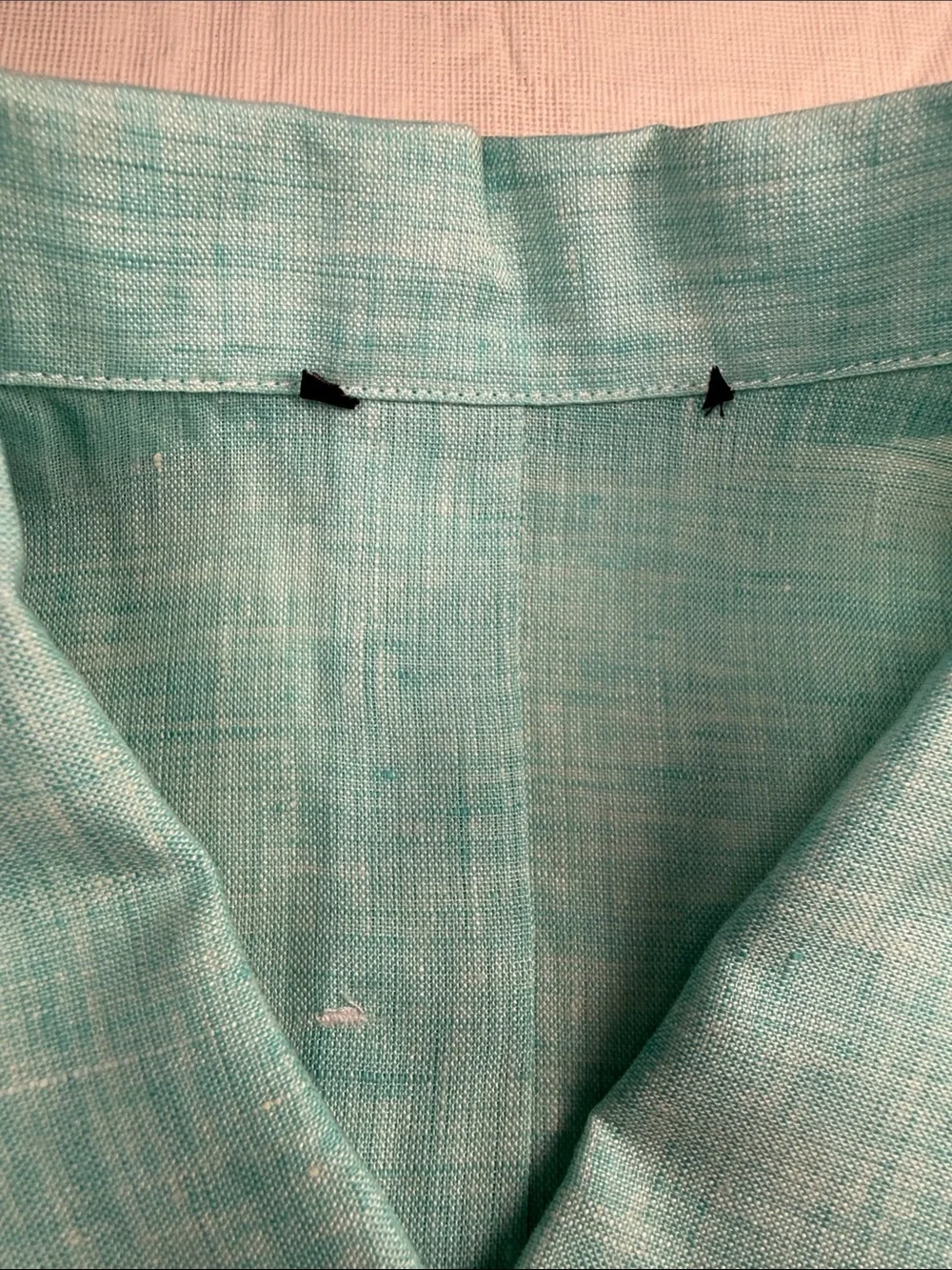 Lafayette 148 Aqua Linen Button-Down Shirt 3/4 Sleeves Side Pockets Size L - Picture 2 of 14